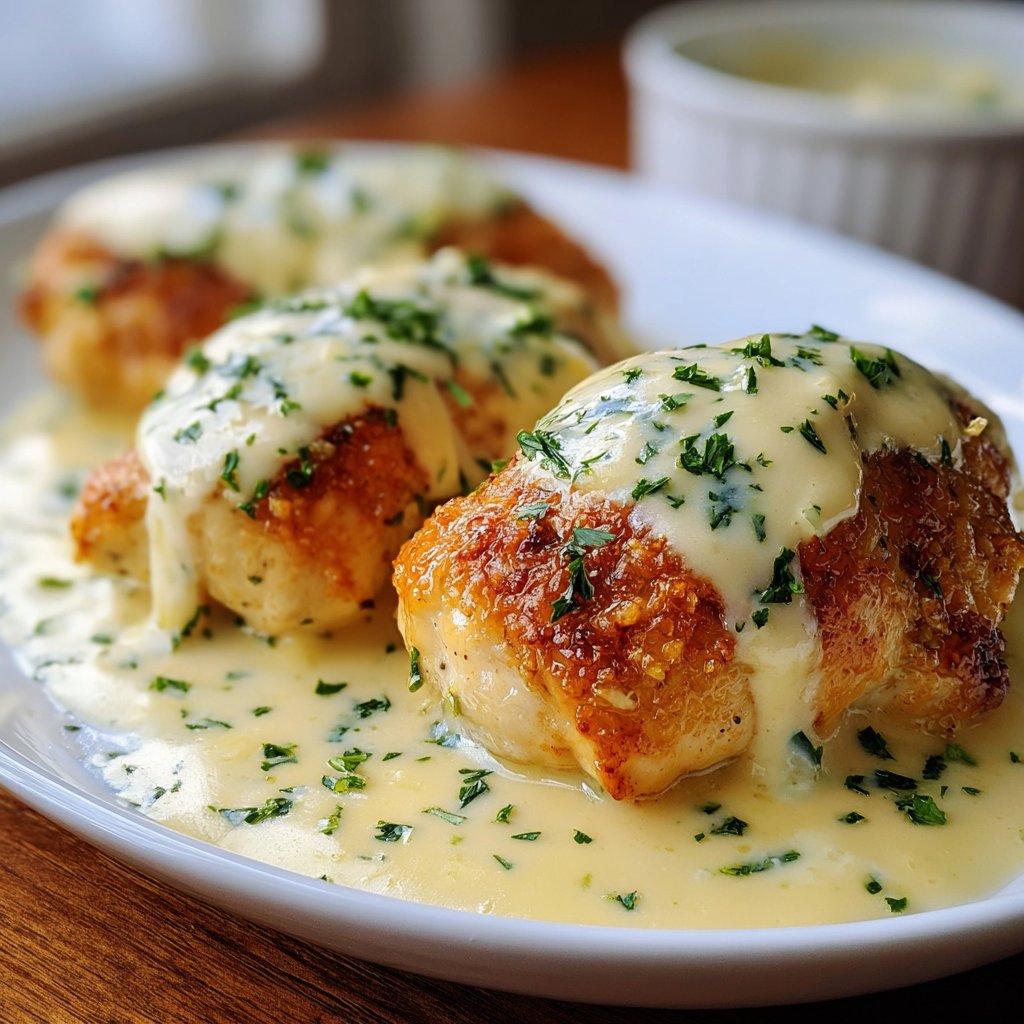 Chicken Pillows with Creamy Parmesan Sauce