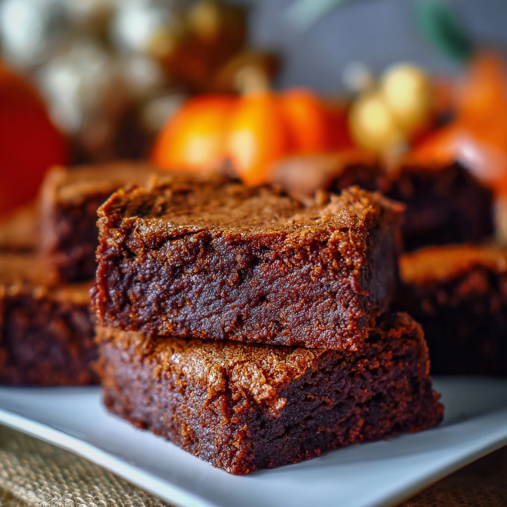 Chocolate Pumpkin Brownies Fudgy