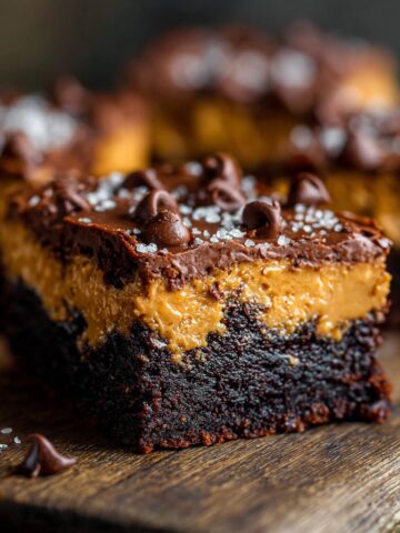 Chocolate Pumpkin Brownies with Fudge Top