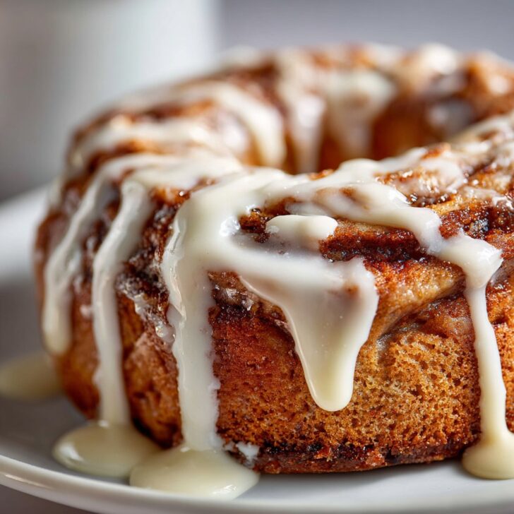 Cinnamon Roll Cake with Vanilla Drizzle