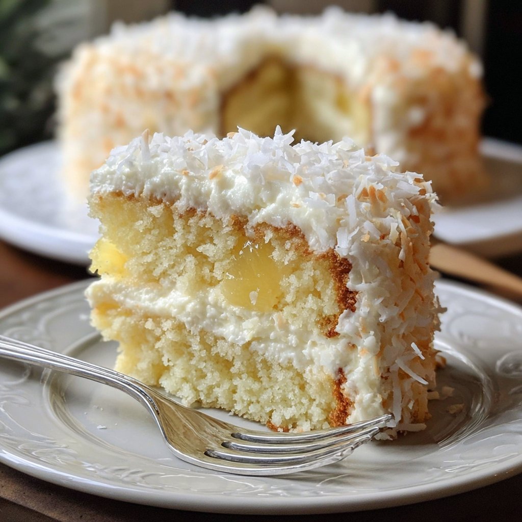 Coconut Cake with Pineapple Filling