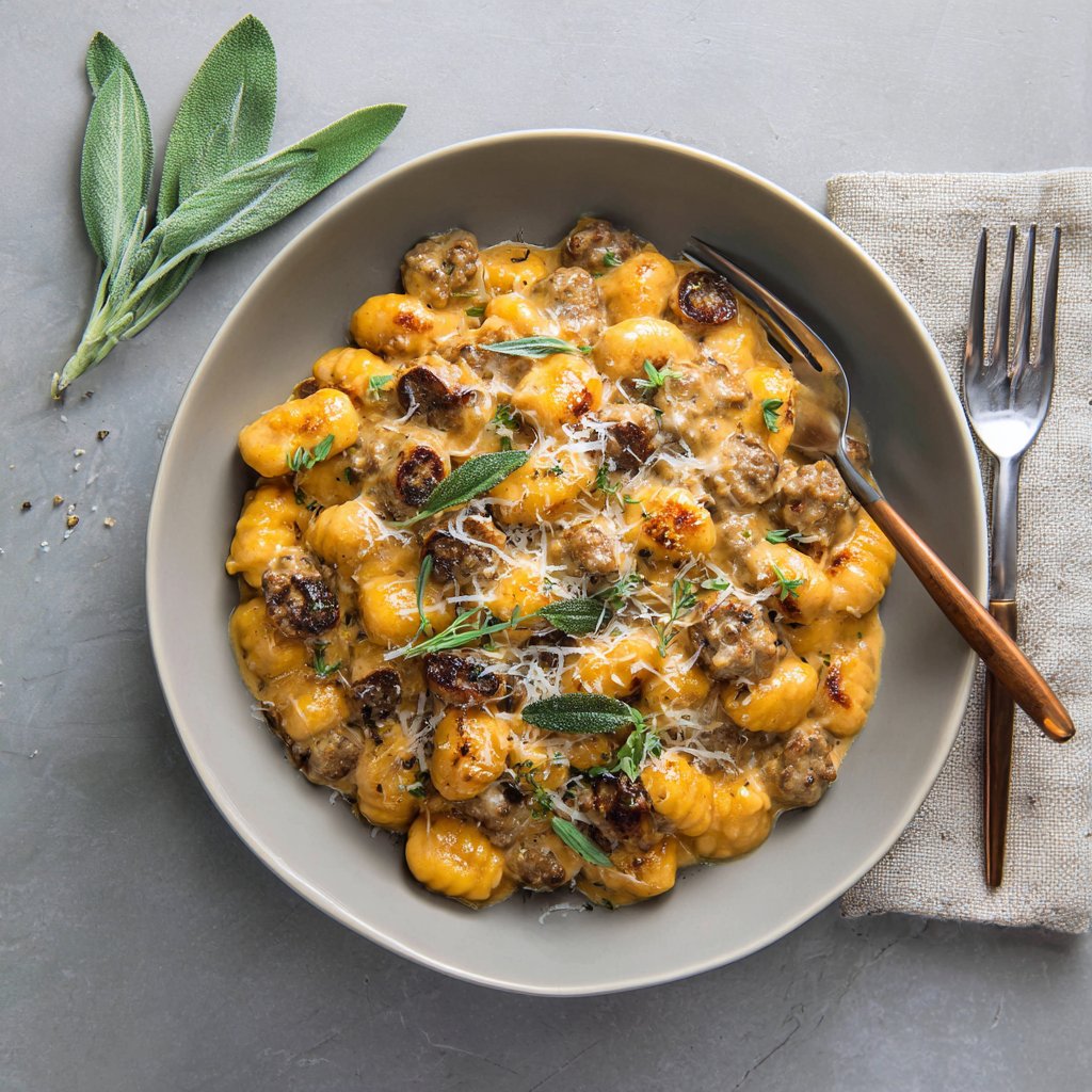 Creamy Butternut Squash Gnocchi with Sausage Recipe Creamy Butternut Squash Gnocchi with Sausage Recipe