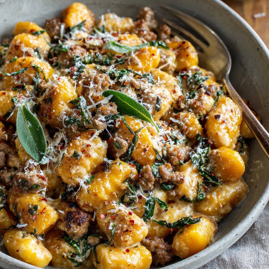 Creamy Butternut Squash Gnocchi with Sausage