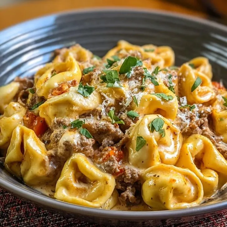 Creamy Cheesesteak Tortellini in Provolone Sauce