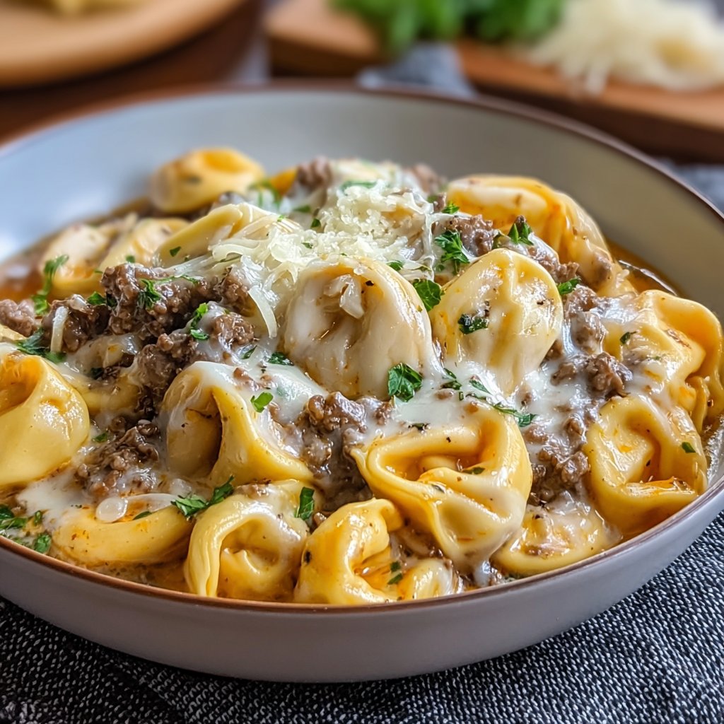Creamy Cheesesteak Tortellini in Provolone Sauce Creamy Cheesesteak Tortellini in Provolone Sauce