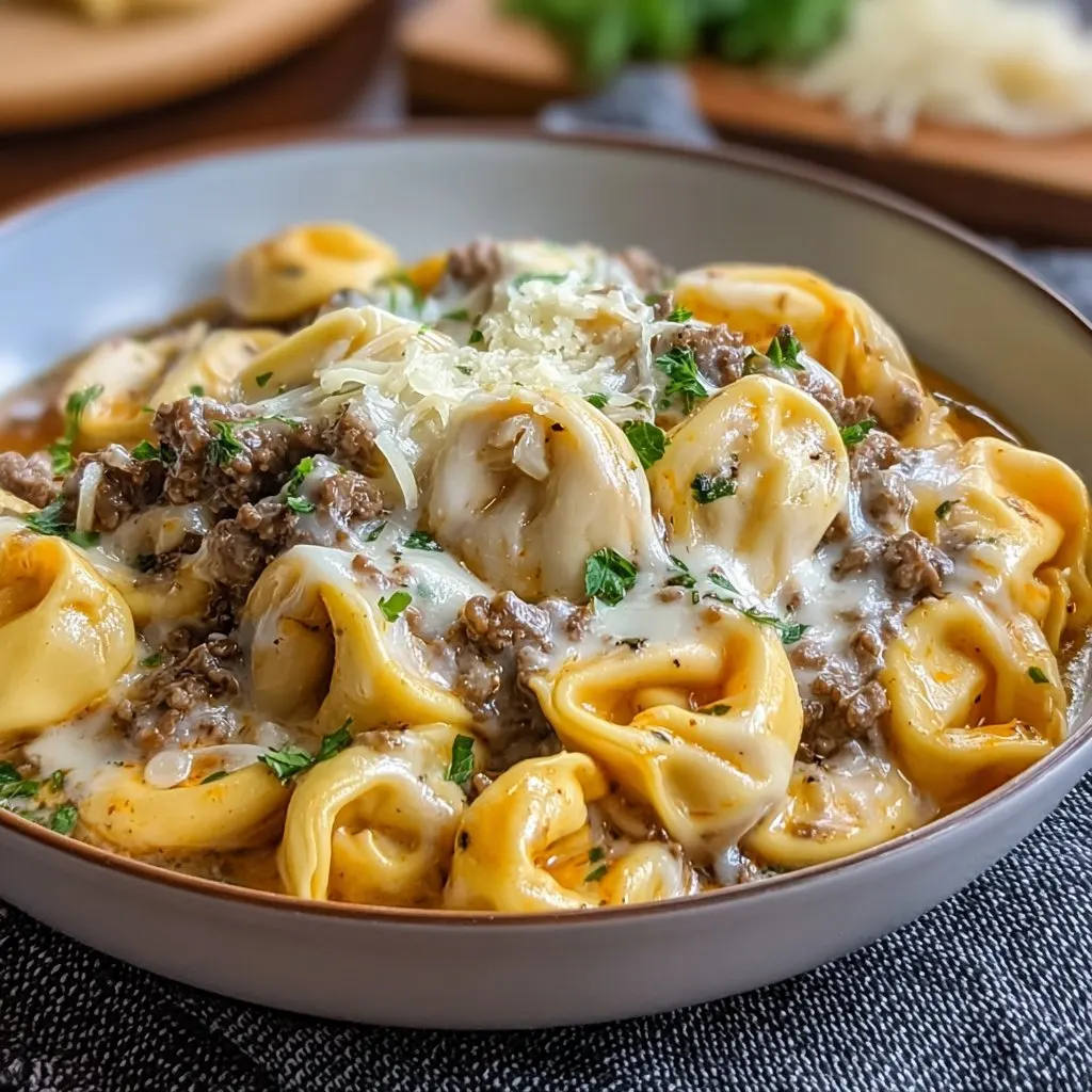 Creamy Cheesesteak Tortellini in Provolone Sauce
