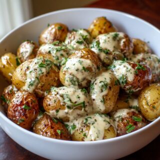 creamy garlic sauce baby potatoes