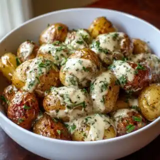 creamy garlic sauce baby potatoes