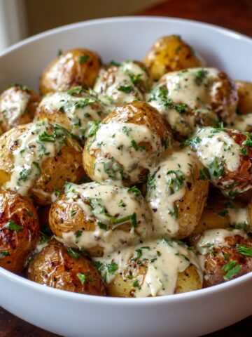 Creamy Garlic Sauce Baby Potatoes