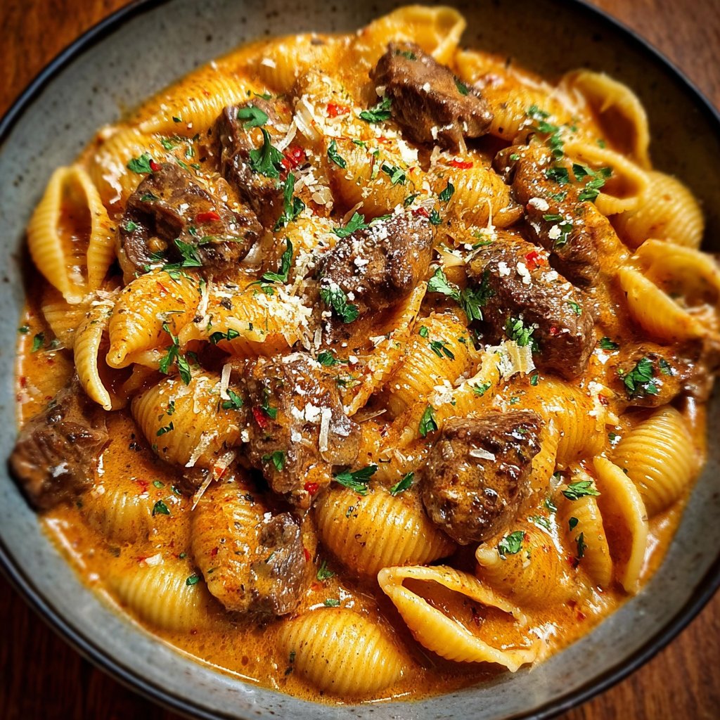 Creamy Paprika Steak Shells