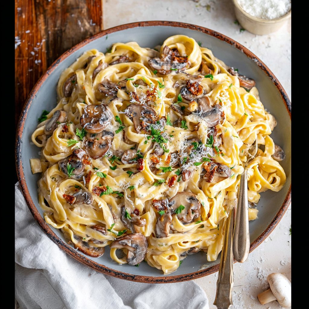 Date Night Mushroom Fettuccine Alfredo