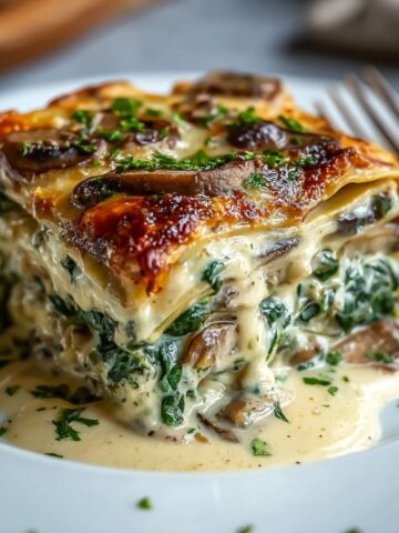 Easy Creamy Spinach Mushroom Lasagna