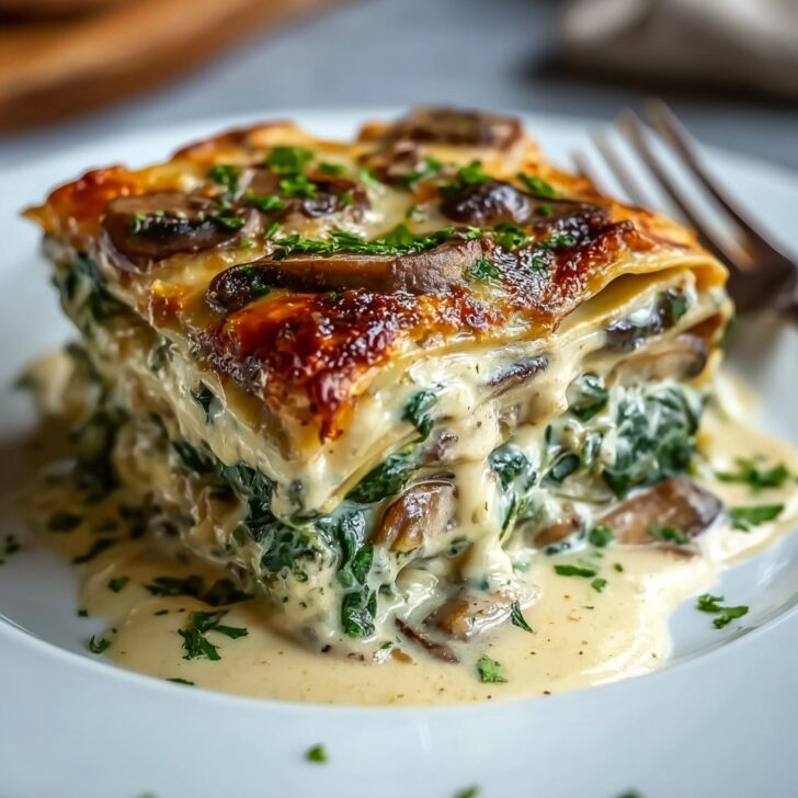 Easy Creamy Spinach Mushroom Lasagna