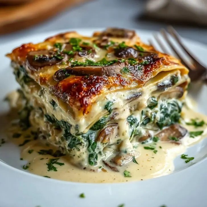 Easy Creamy Spinach Mushroom Lasagna