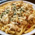 easy crockpot garlic parmesan chicken pasta