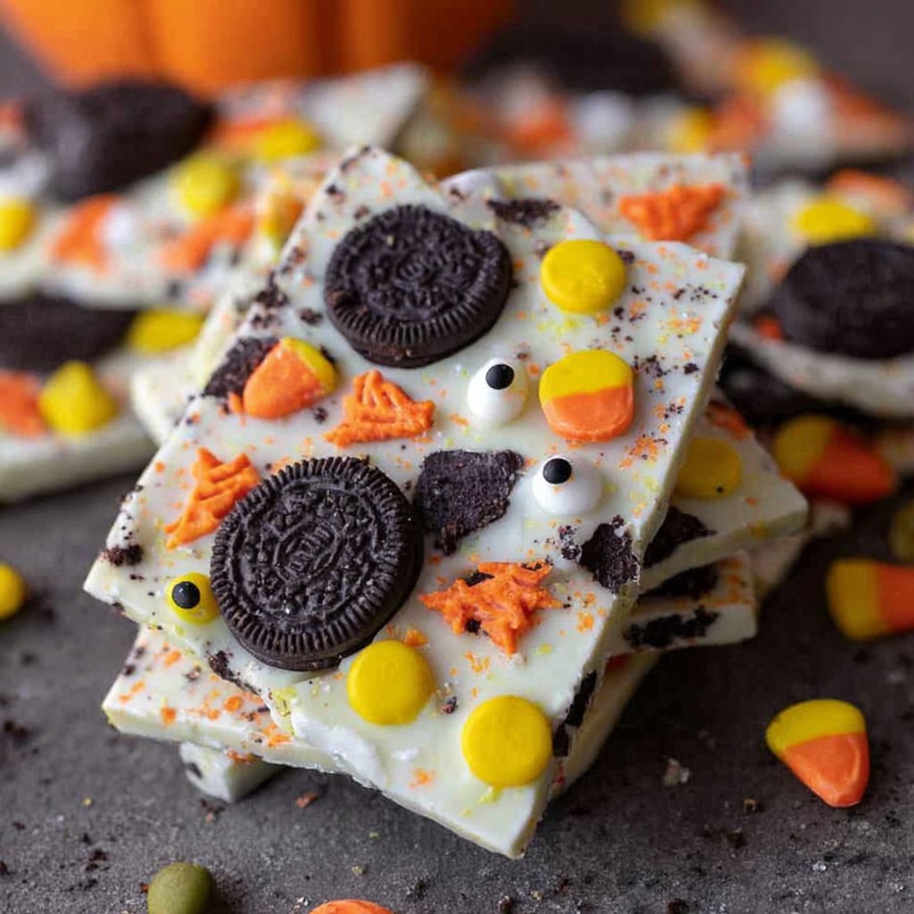 Easy White Chocolate Halloween Oreo Bark