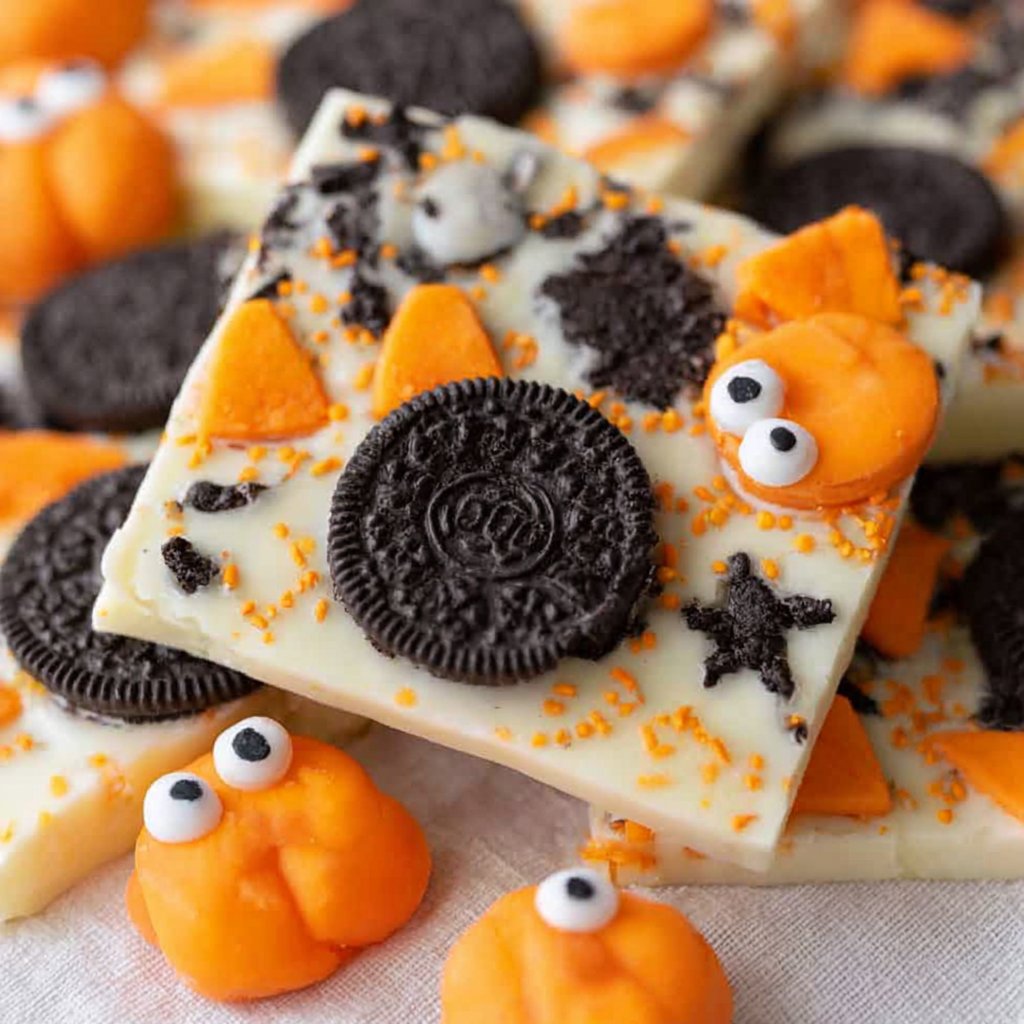 Easy White Chocolate Halloween Oreo Bark