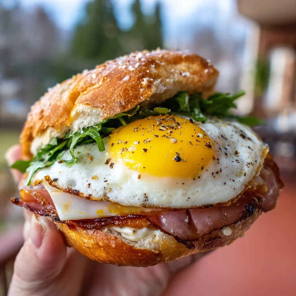Egg and Ham Breakfast Sandwich