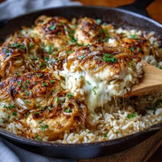 french onion chicken rice bake