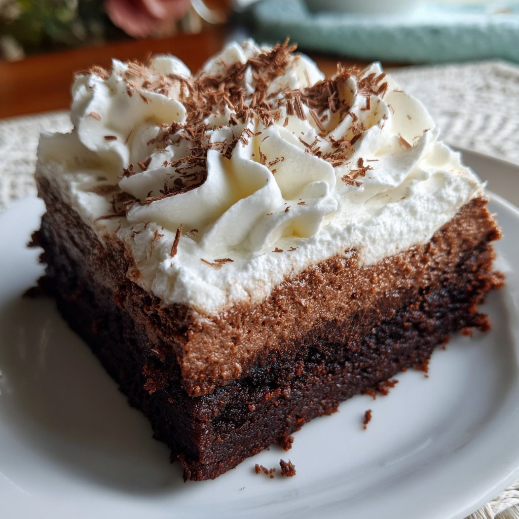 French Silk Pie Brownies with Whipped Cream