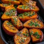 garlic butter roasted sweet potatoes