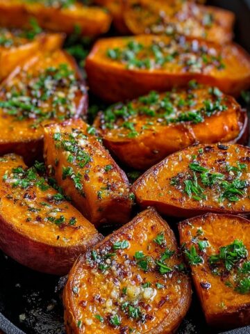 Garlic Butter Roasted Sweet Potatoes
