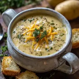 hearty cheddar garlic herb potato soup recipe