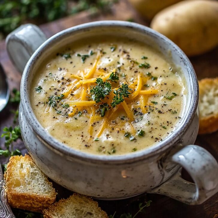 Hearty Cheddar Garlic Herb Potato Soup Recipe