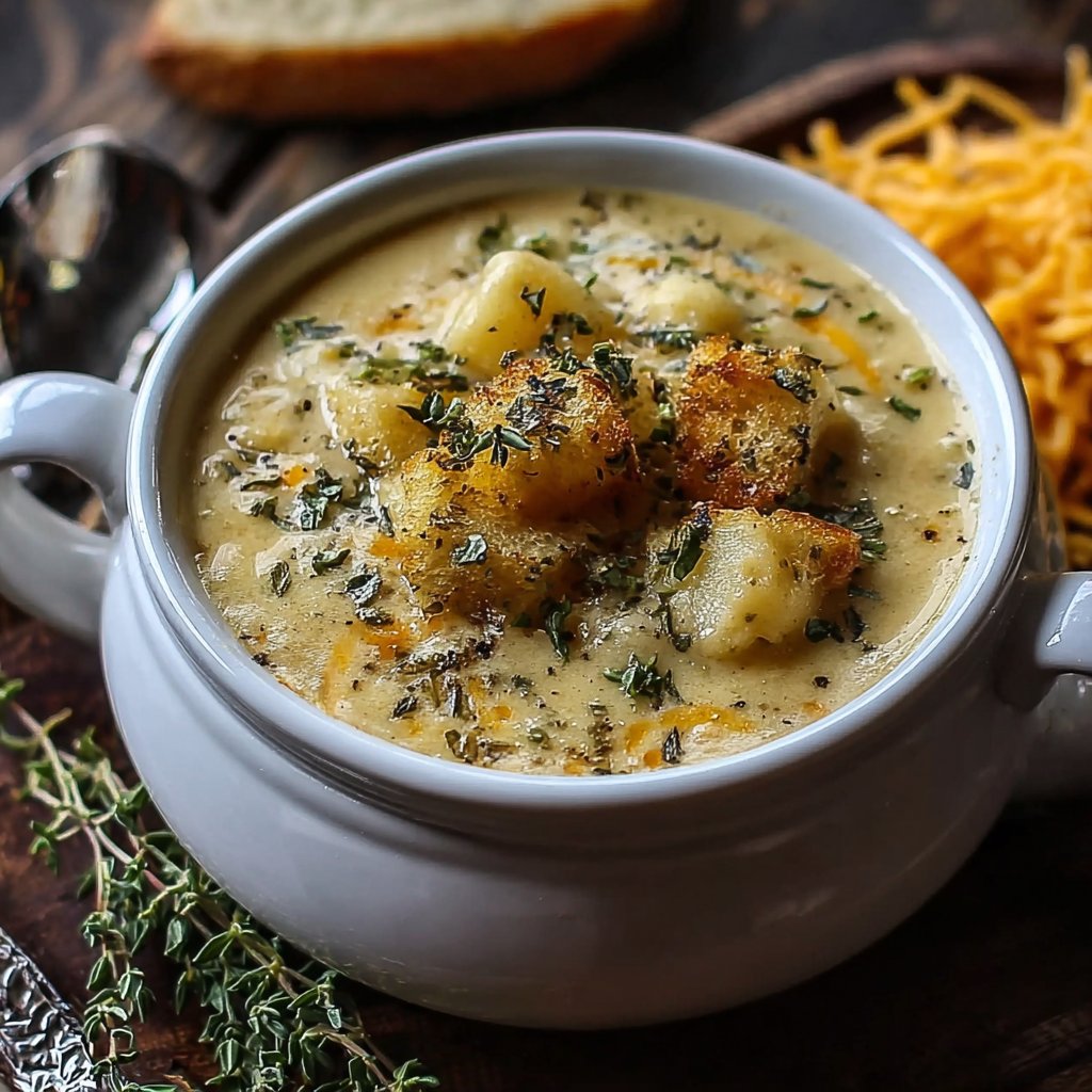 Hearty Cheddar Garlic Herb Potato Soup Recipe Hearty Cheddar Garlic Herb Potato Soup Recipe