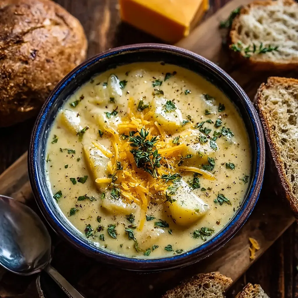 Hearty Cheddar Garlic Herb Potato Soup Recipe Hearty Cheddar Garlic Herb Potato Soup Recipe