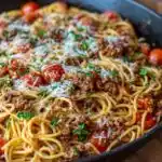 italian spaghetti and ground beef skillet