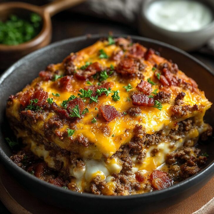 Low-Carb Bacon Cheeseburger Casserole