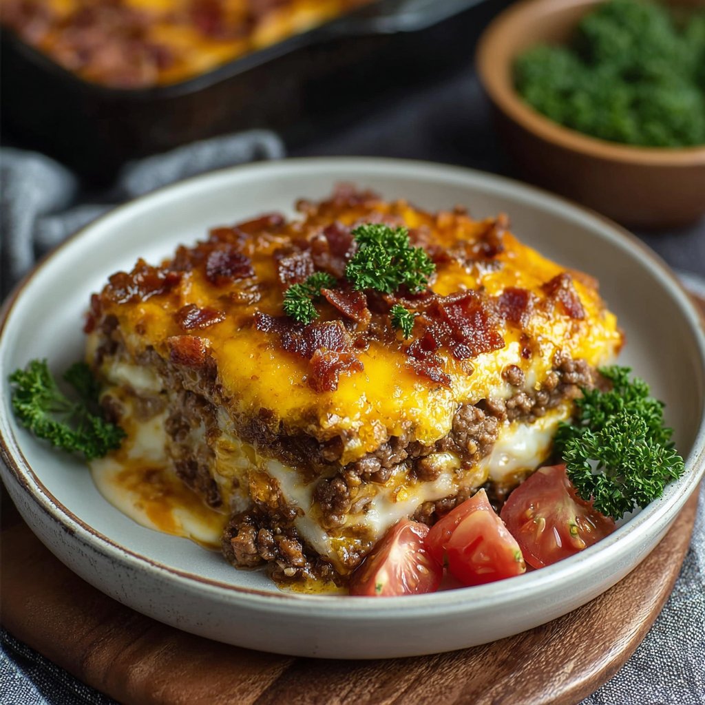Low-Carb Bacon Cheeseburger Casserole Low-Carb Bacon Cheeseburger Casserole