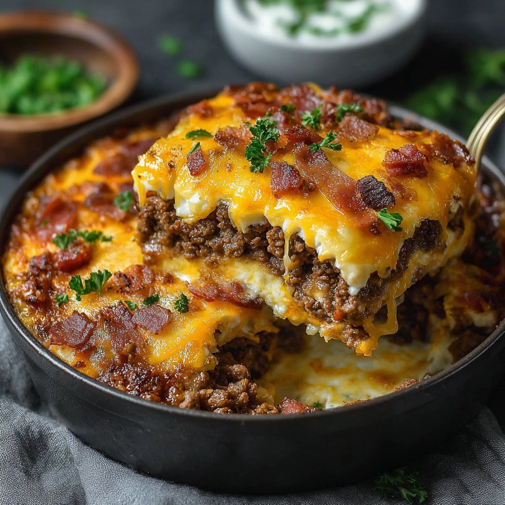 Low-Carb Bacon Cheeseburger Casserole Low-Carb Bacon Cheeseburger Casserole