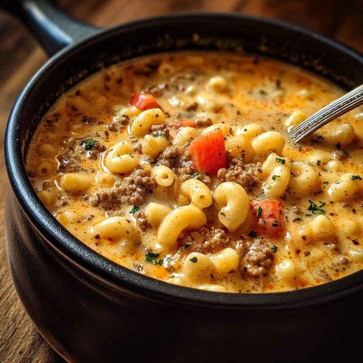 One-Pot Macaroni Cheeseburger Soup