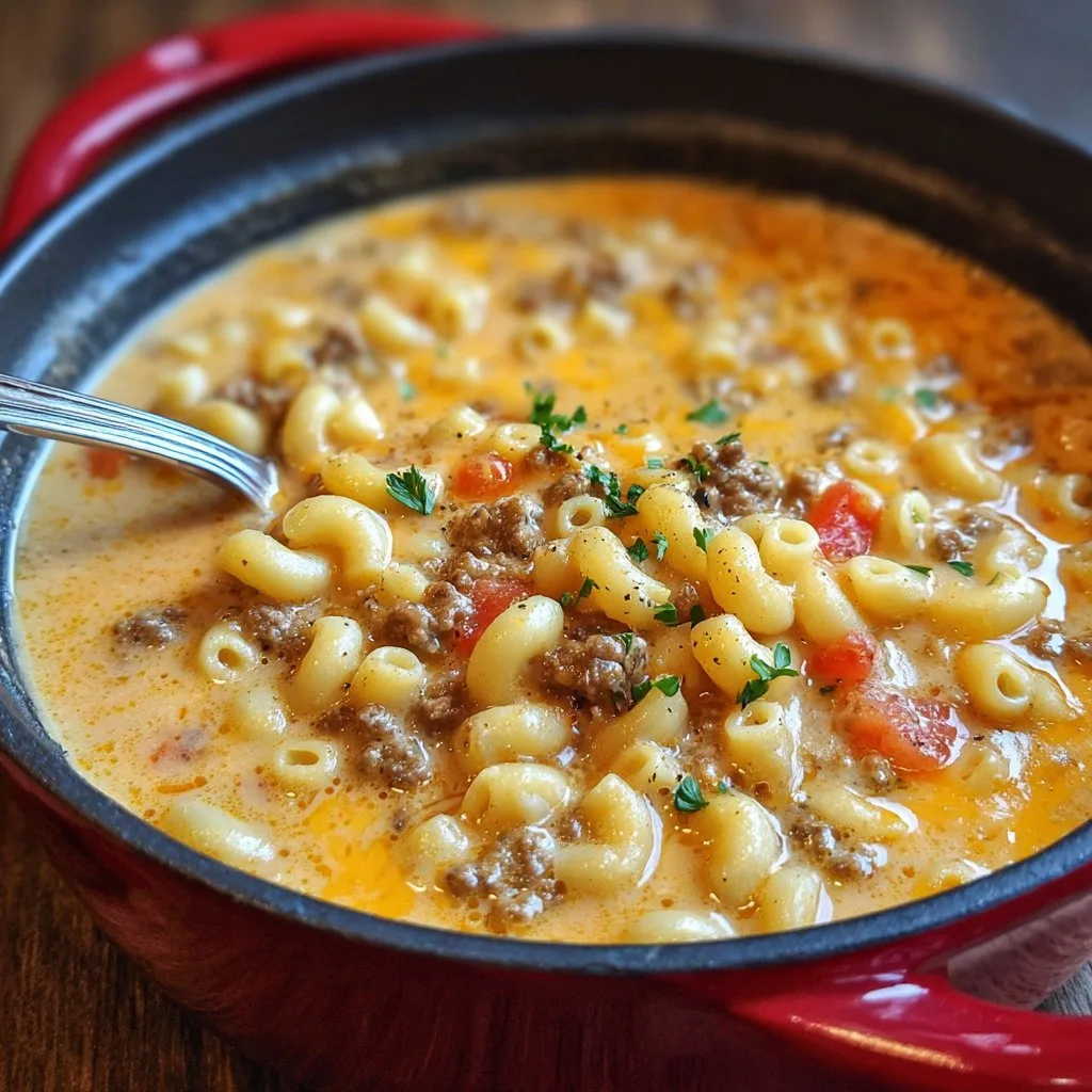 One-Pot Macaroni Cheeseburger Soup One-Pot Macaroni Cheeseburger Soup