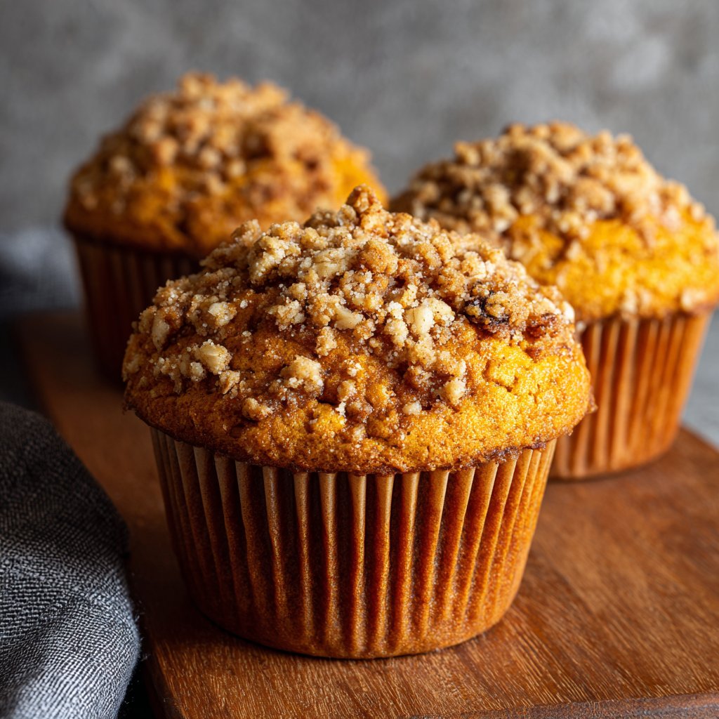 Pumpkin Muffins with Oat Crumble