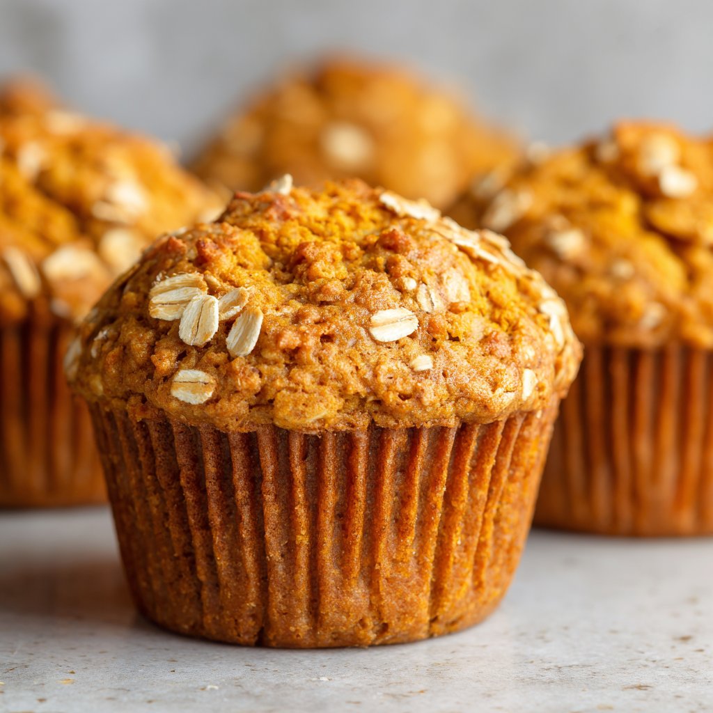 Pumpkin Muffins with Oats and Honey