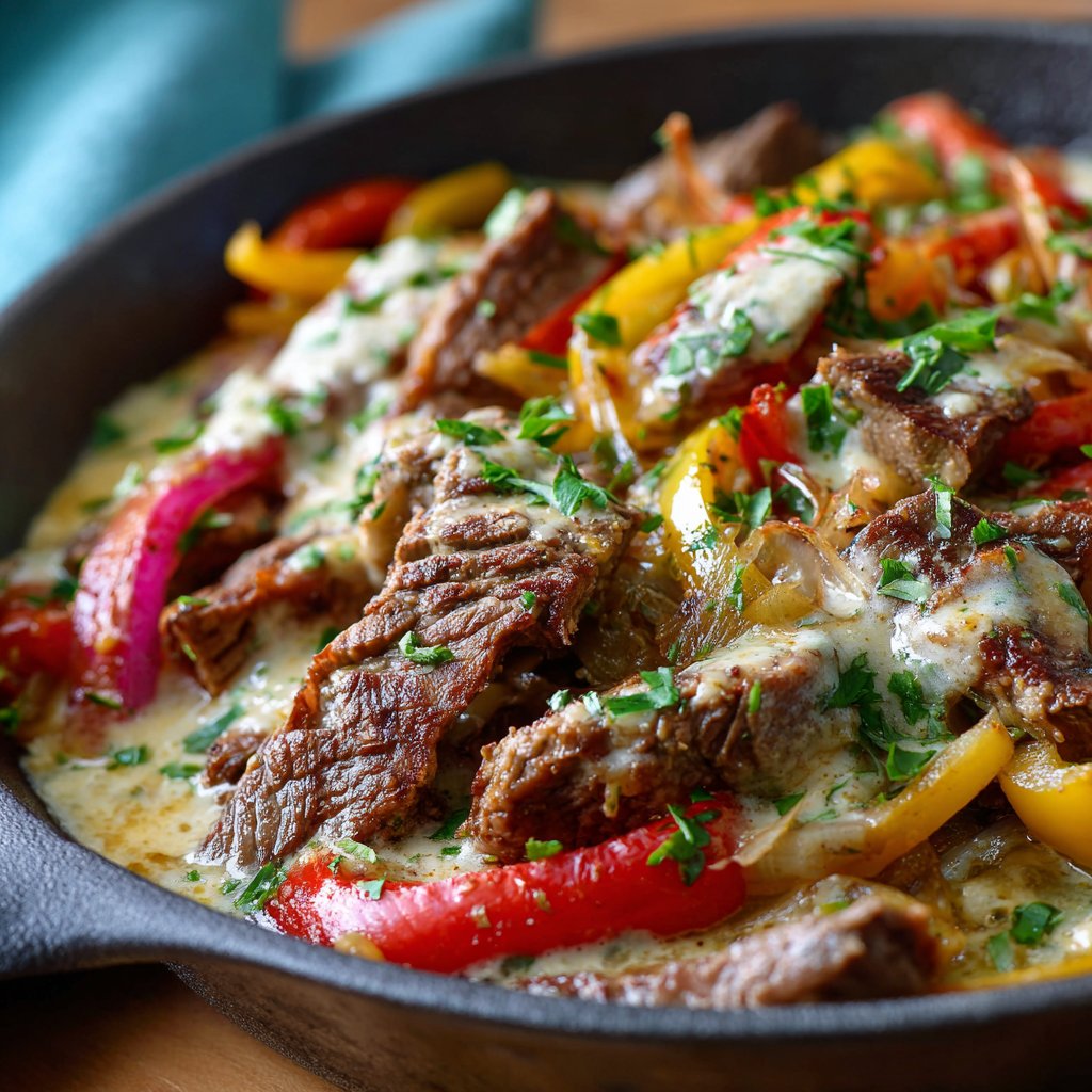 Queso Steak Fajita Skillet Dinner