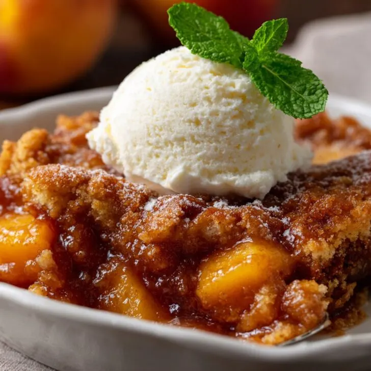 Cinnamon Peach Cobbler Dump Cake