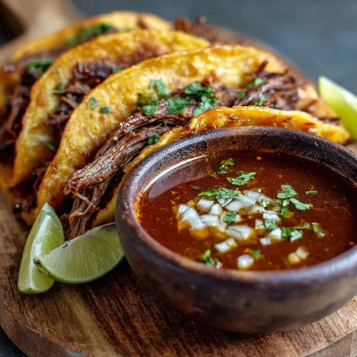 Birria Tacos with Consommé Dip
