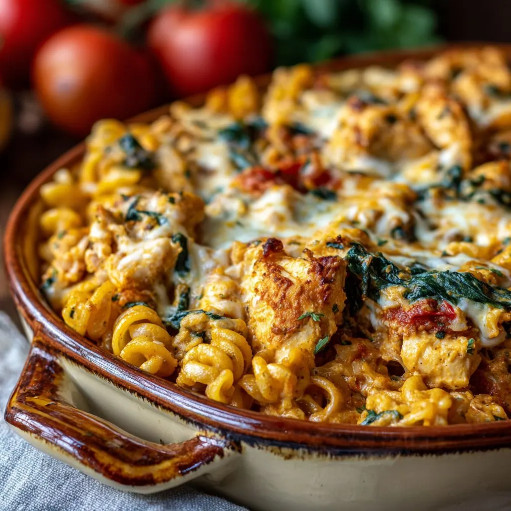 Tuscan Chicken Bake with Pasta