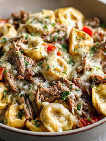 Crock Pot Cheesesteak Tortellini