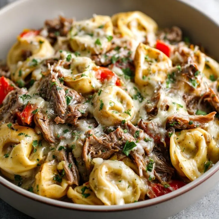 Crock Pot Cheesesteak Tortellini