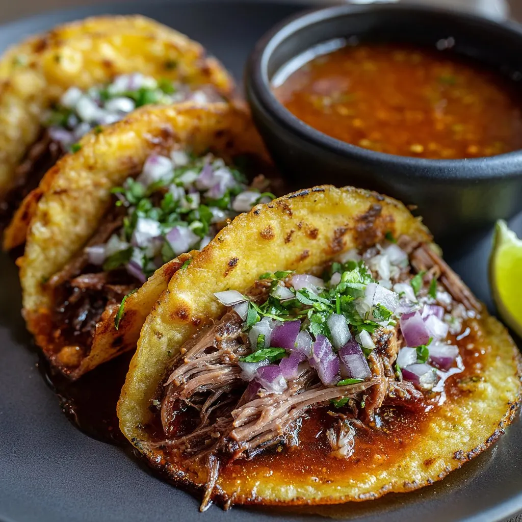 Birria Tacos with Consommé Dip