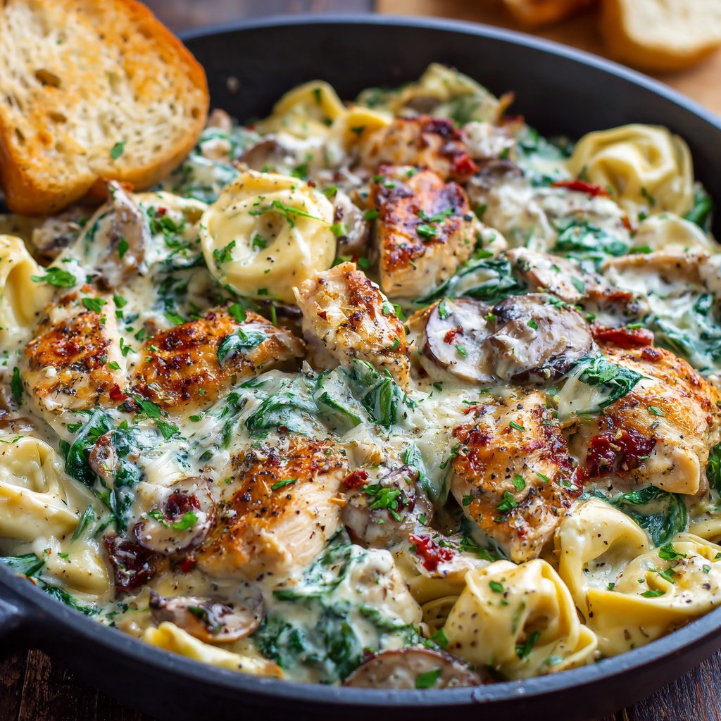 Cheesy Chicken Tortellini Skillet