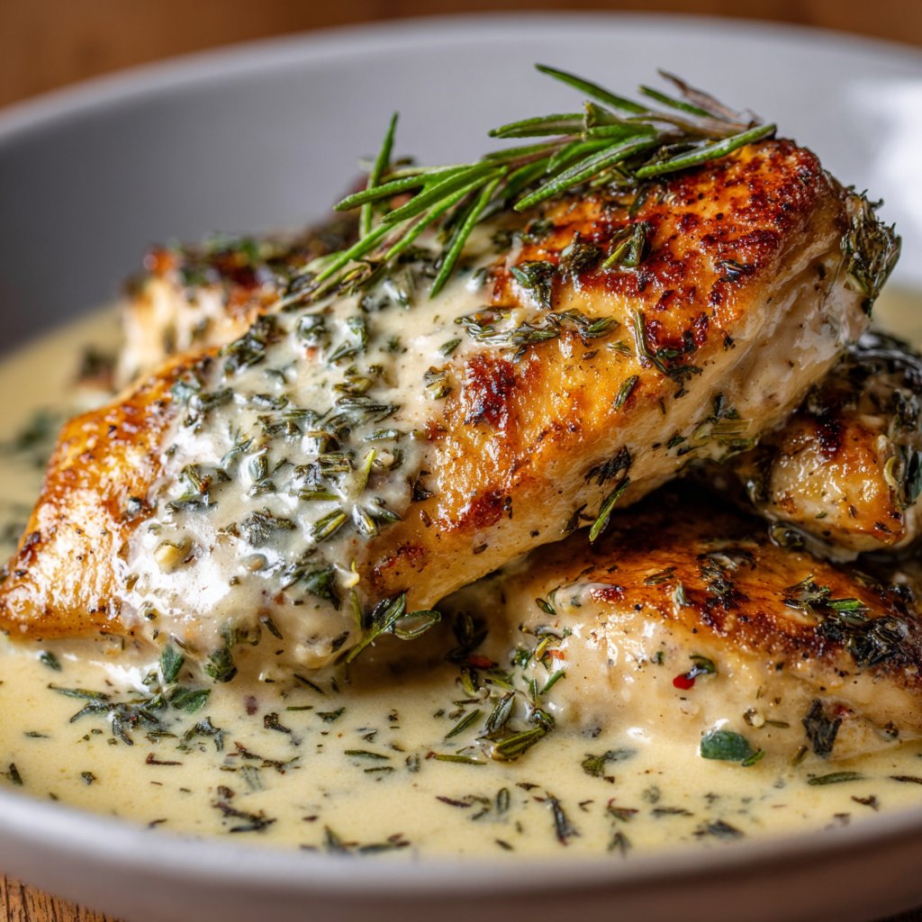 Whiskey Cream Chicken with Herbs