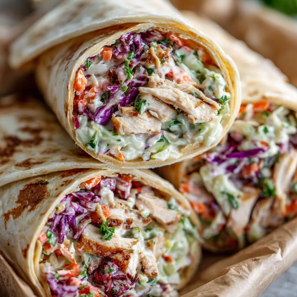 BBQ Chicken Coleslaw Wraps
