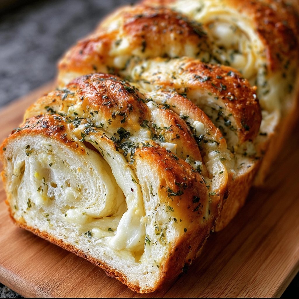Swirled Garlic Herb And Cheese Bread