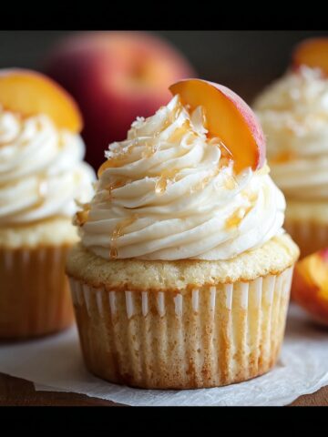 The Best Honey Peach Cream Cheese Cupcakes